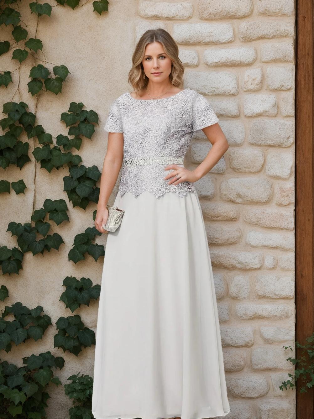 A-Line/Princess Short Sleeves Mother Of The Bride Dresses With Applique & Sequins BabaMila