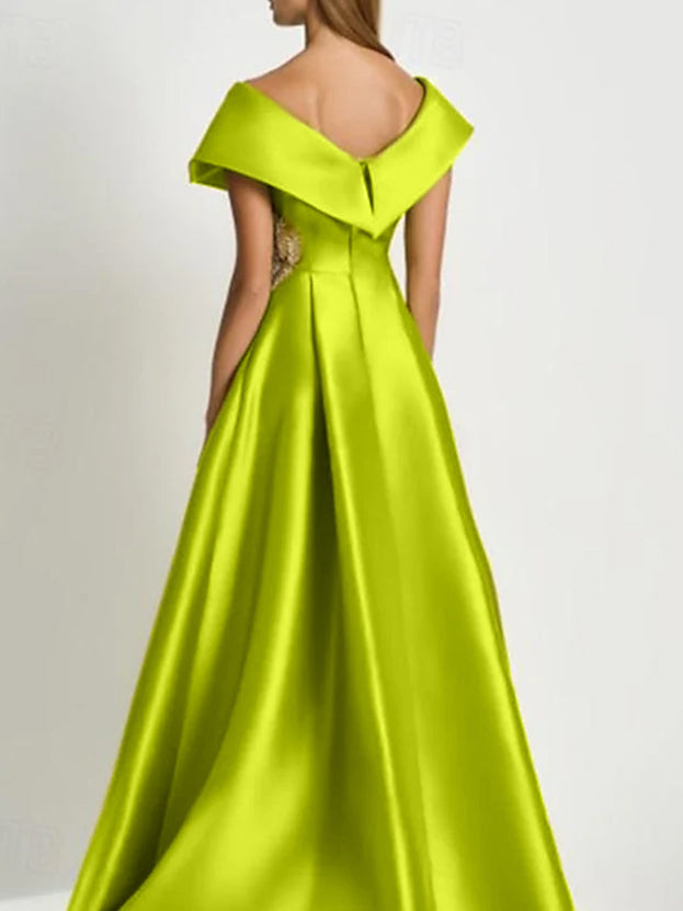 A-Line/Princess One-Shoulder Sleeveless Floor-Length Mother Of The Bride Dresses With Split Side BabaMila