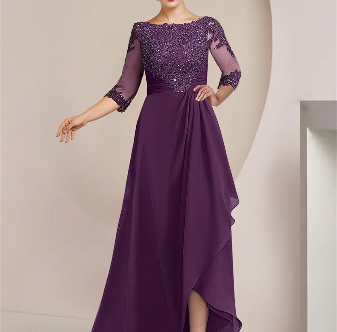 A-Line/Princess Scoop Floor-Length Mother Of The Bride Dresses BabaMila