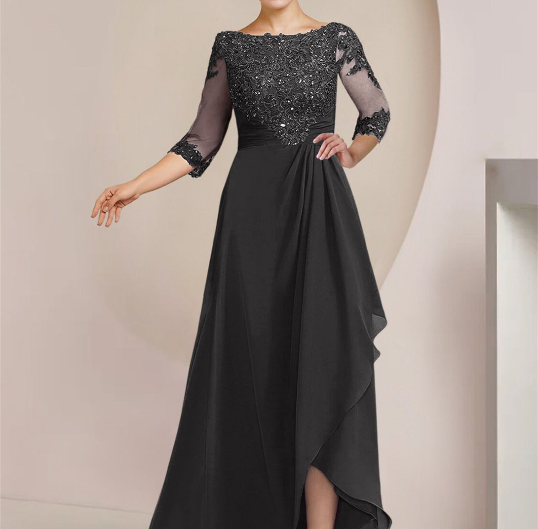A-Line/Princess Scoop Floor-Length Mother Of The Bride Dresses BabaMila