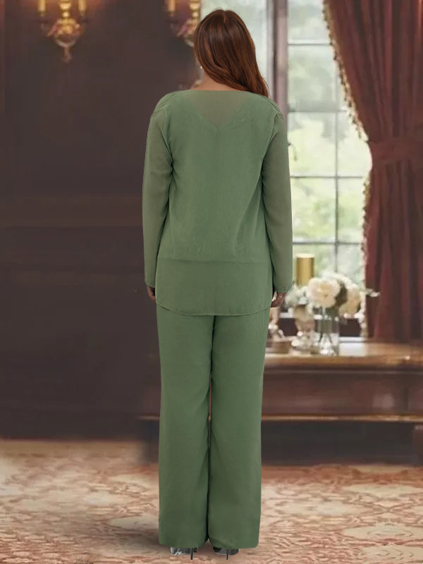 Chiffon Plus Size Mother Of The Bride Pantsuits With Jacket BabaMila