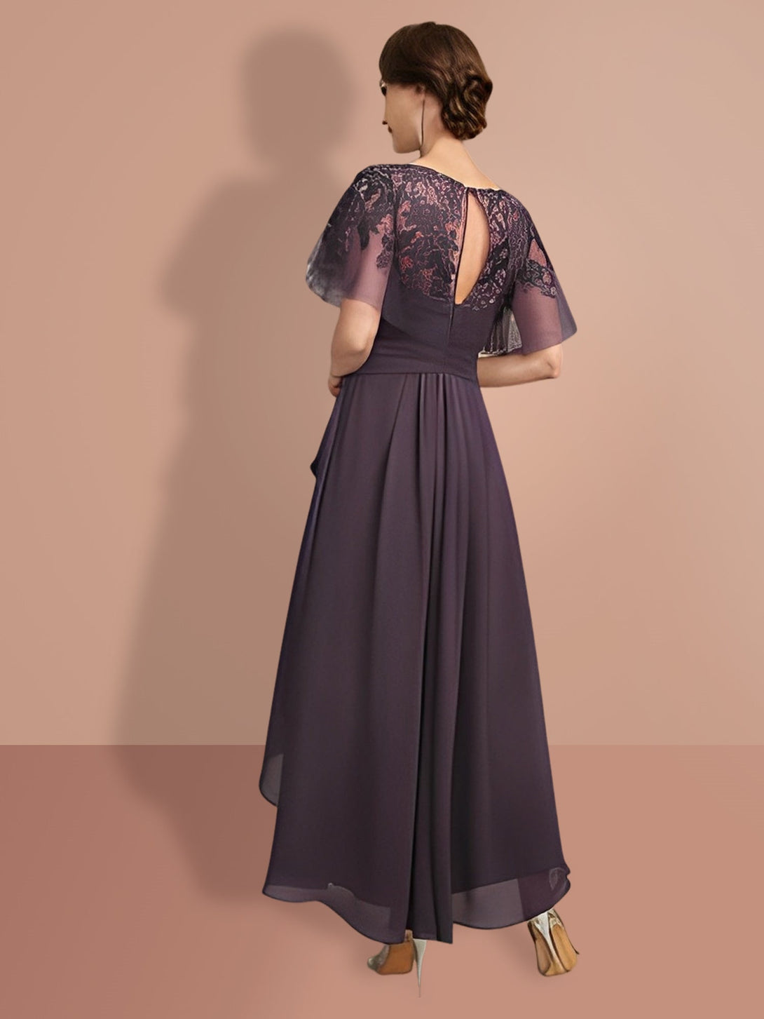 A-Line/Princess Short Sleeves Asymmetrical Mother Of The Bride Dresses BabaMila