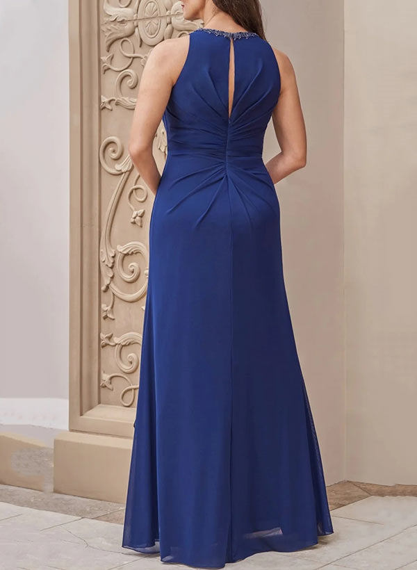 A-Line/Princess Scoop Neck Sleeveless Floor-Length Mother Of The Bride Dresses With Sash BabaMila
