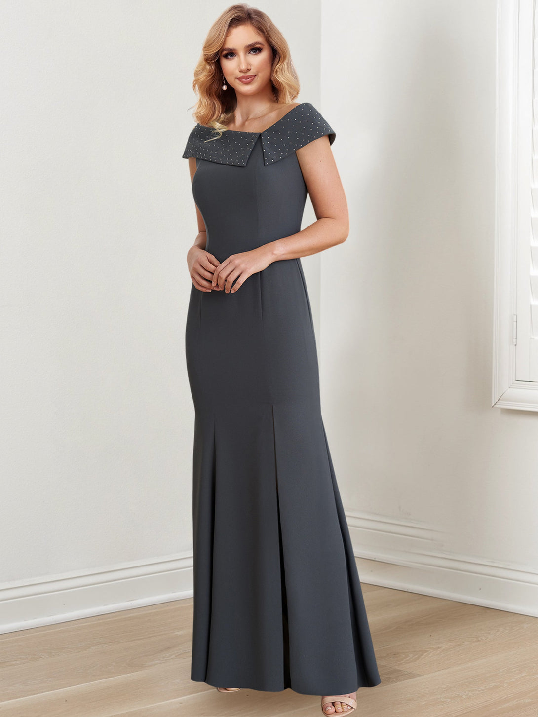 Sheath/Column Jewel Neck Floor-Length Mother Of The Bride Dresses BabaMila