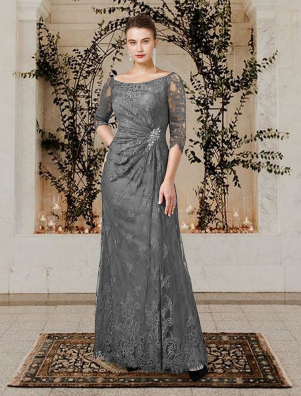 A-Line/Princess Jewel Neck Floor-Length Mother Of The Bride Dresses BabaMila
