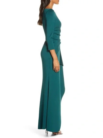 Sheath/Column 3/4 Sleeves Scoop Neck Mother Of The Bride Dresses With Ruffles BabaMila