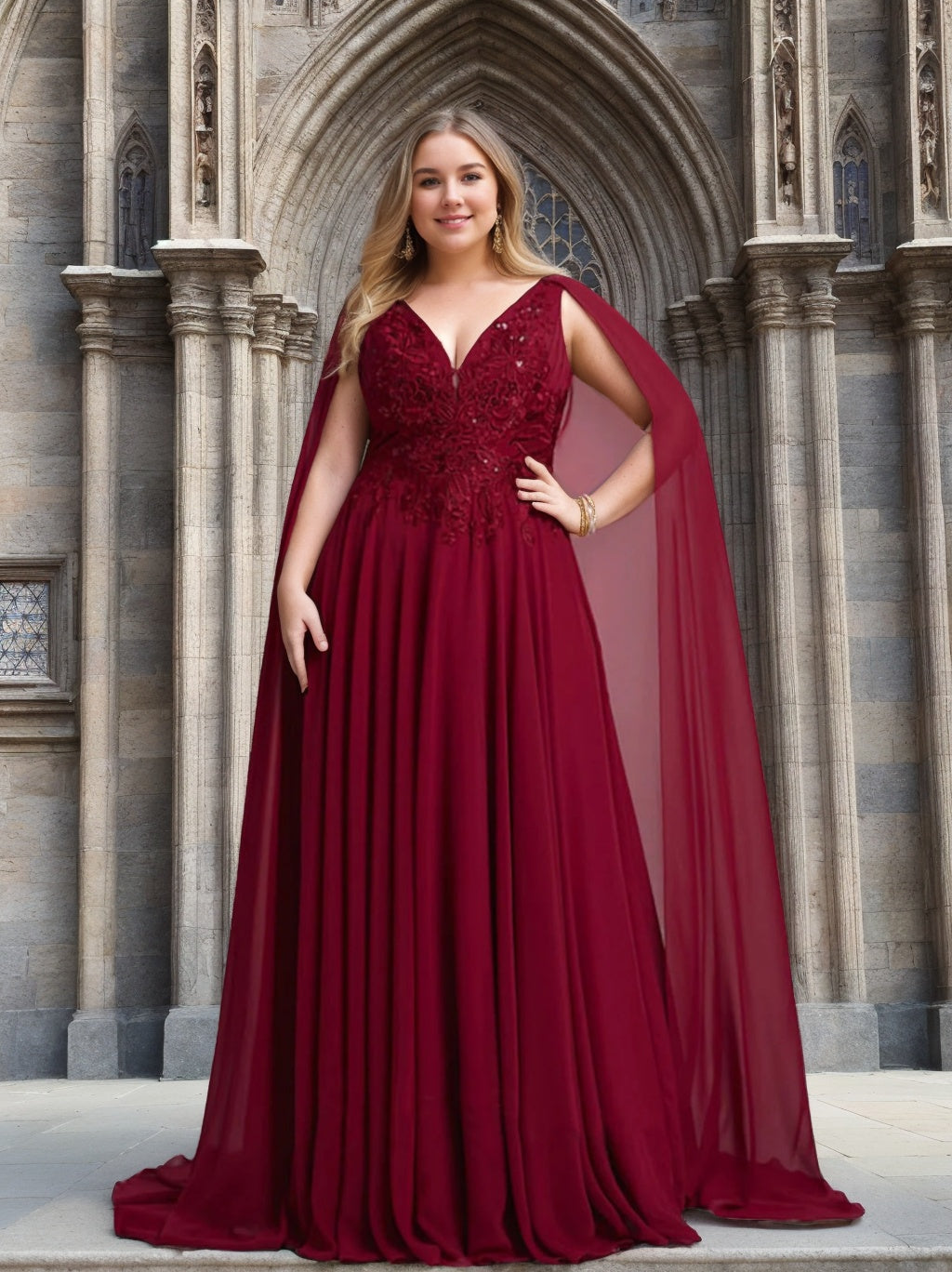 A-Line/Princess V-Neck Mother Of The Bride Dresses With Applique BabaMila