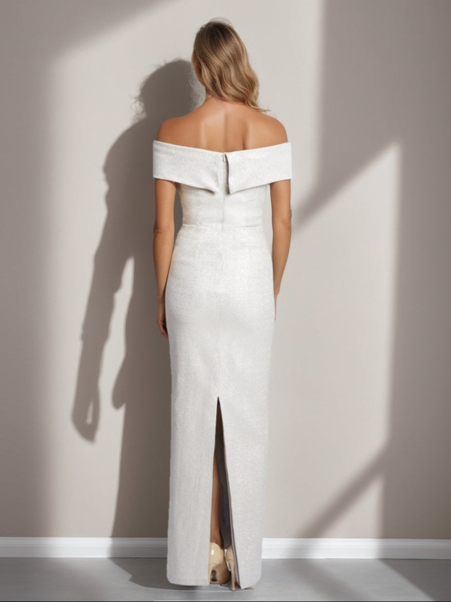 Sheath/Column Off-The-Shoulder Floor-Length Plus Size Mother Of The Bride Dresses With Ruffles BabaMila