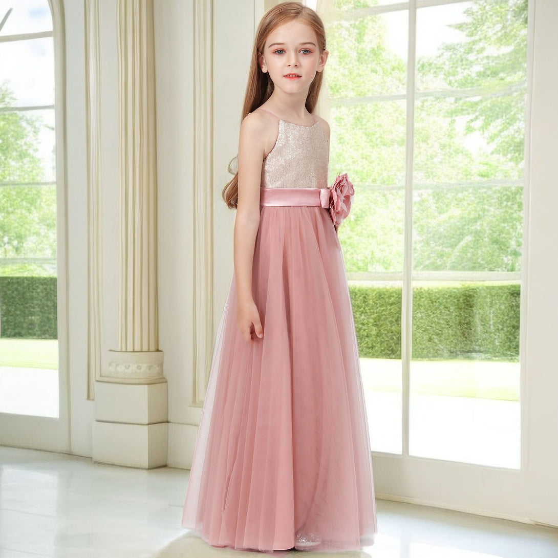 Sequins Tulle Flower Girl Dress For Kids Festivity Celebration Wedding Pageant Event Ceremony Birthday Evening Party Ball Banquet Prom Girls Gidiondress
