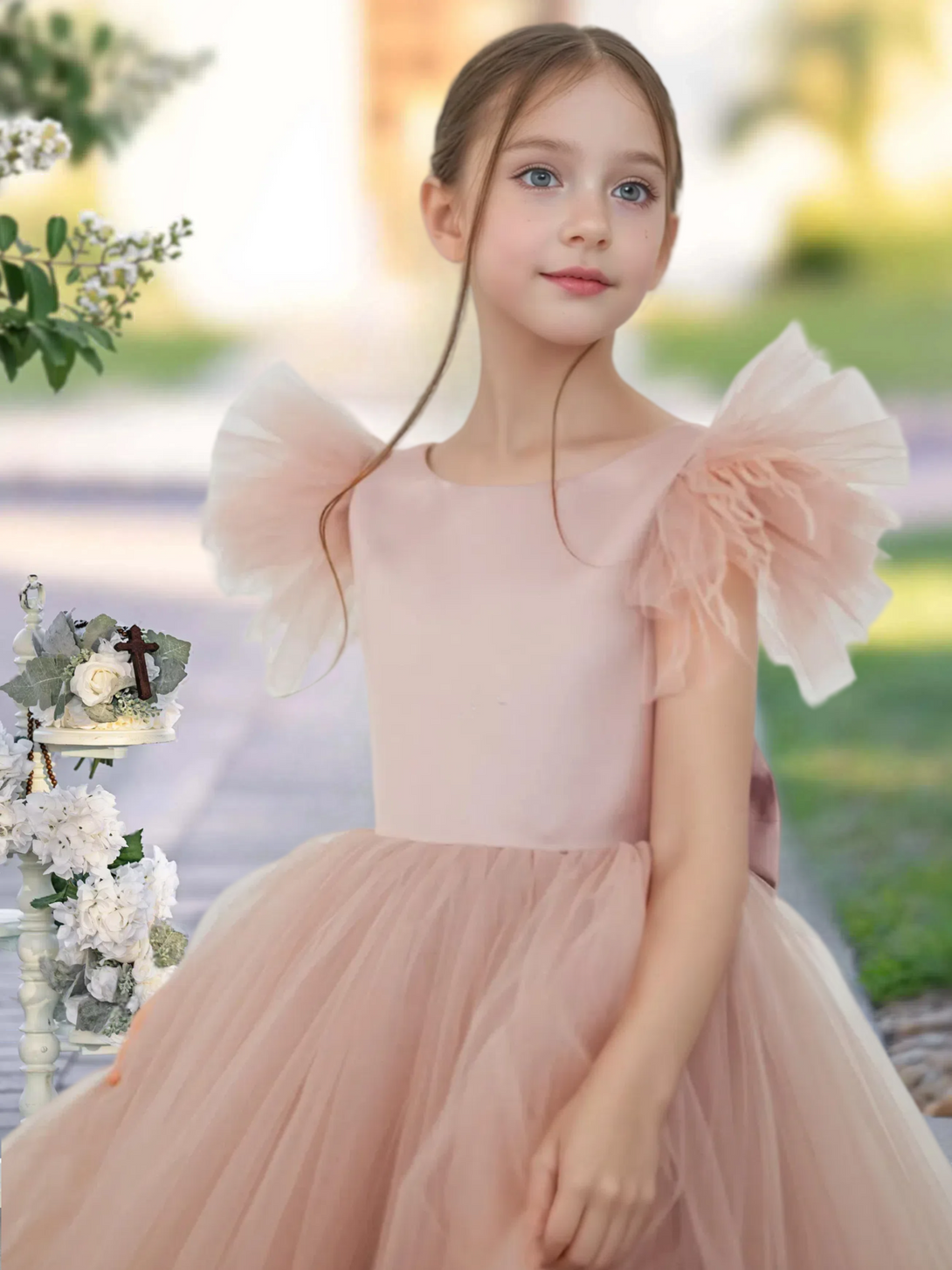 A-Line Royal Blue Ball-Gown/Princess Scoop Ankle-Length Flower Girl Dress Gidiondress