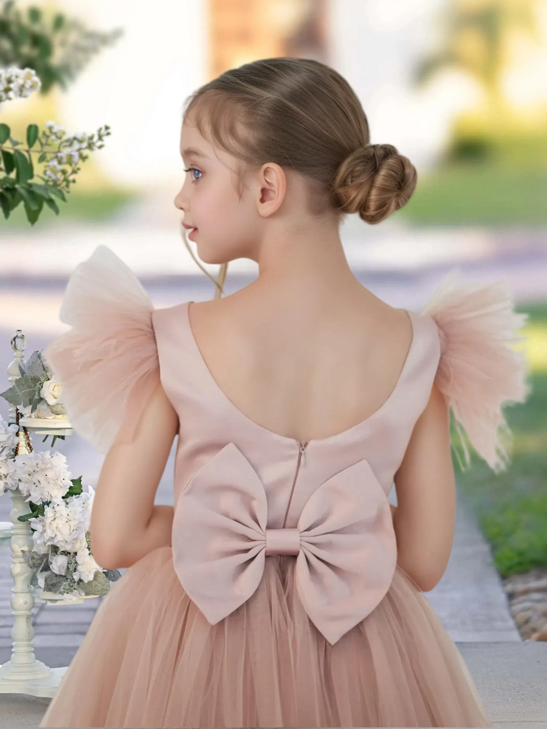 A-Line Royal Blue Ball-Gown/Princess Scoop Ankle-Length Flower Girl Dress Gidiondress