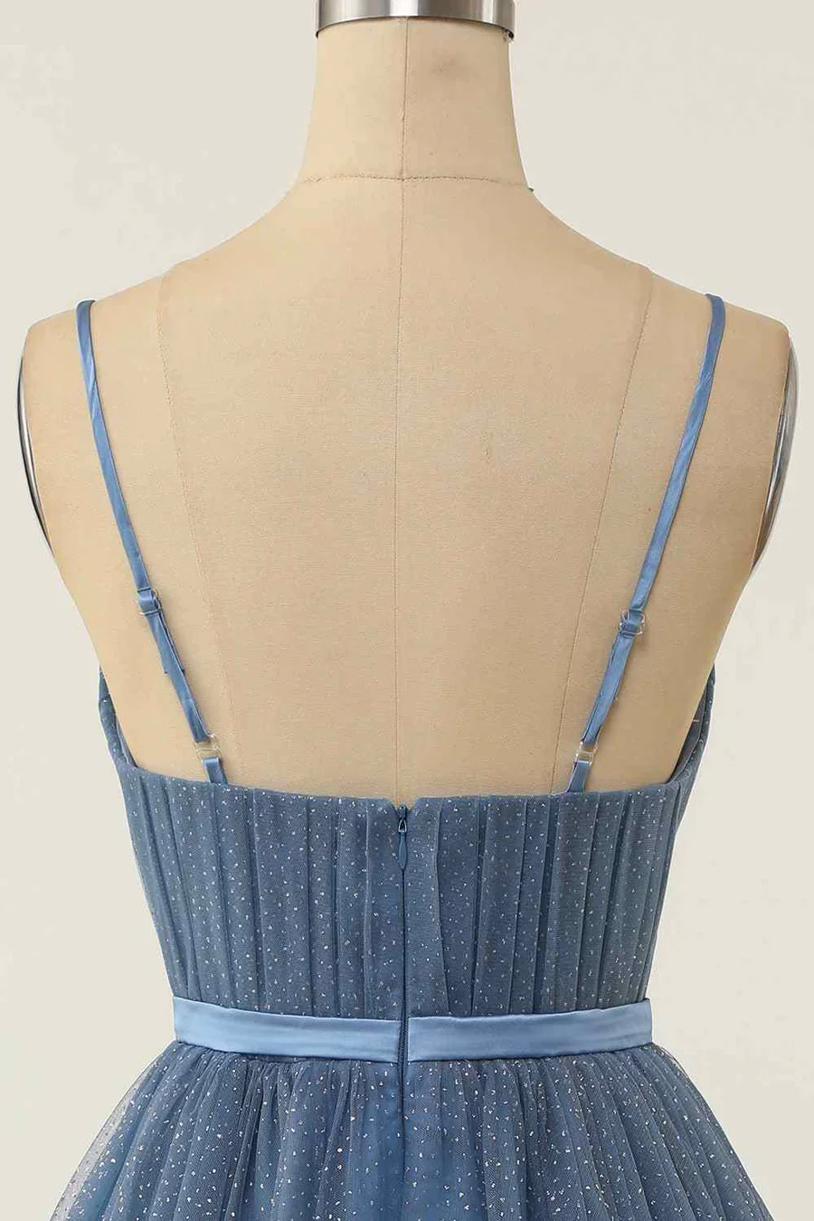 A-line V Neck Pleated Double Bow Tie Sash Homecoming Dress BabaMila
