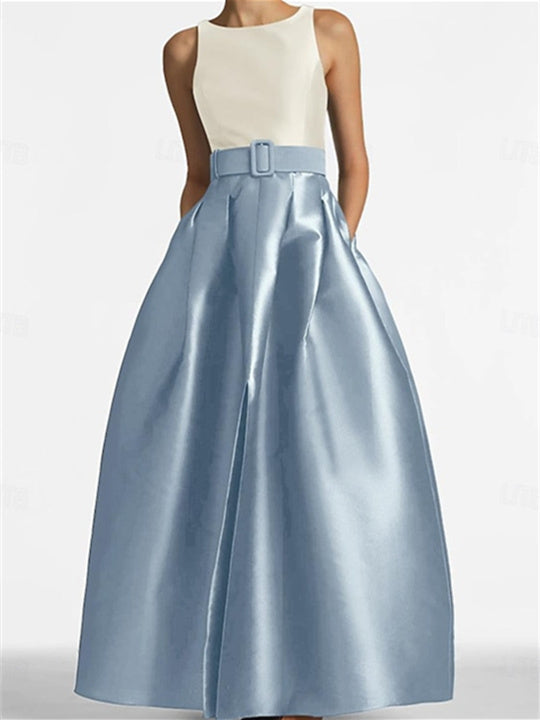 A-Line/Princess Scoop Sleeveless Floor-Length Mother Of The Bride Dresses With Belt BabaMila