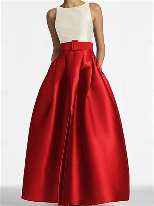 A-Line/Princess Scoop Sleeveless Floor-Length Mother Of The Bride Dresses With Belt BabaMila