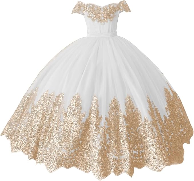 Flower Girl Dress Princess Applique Pageant Dresses Kids First Communion Dress Birthday Party Formal Prom Ball Gowns Girls Gidiondress