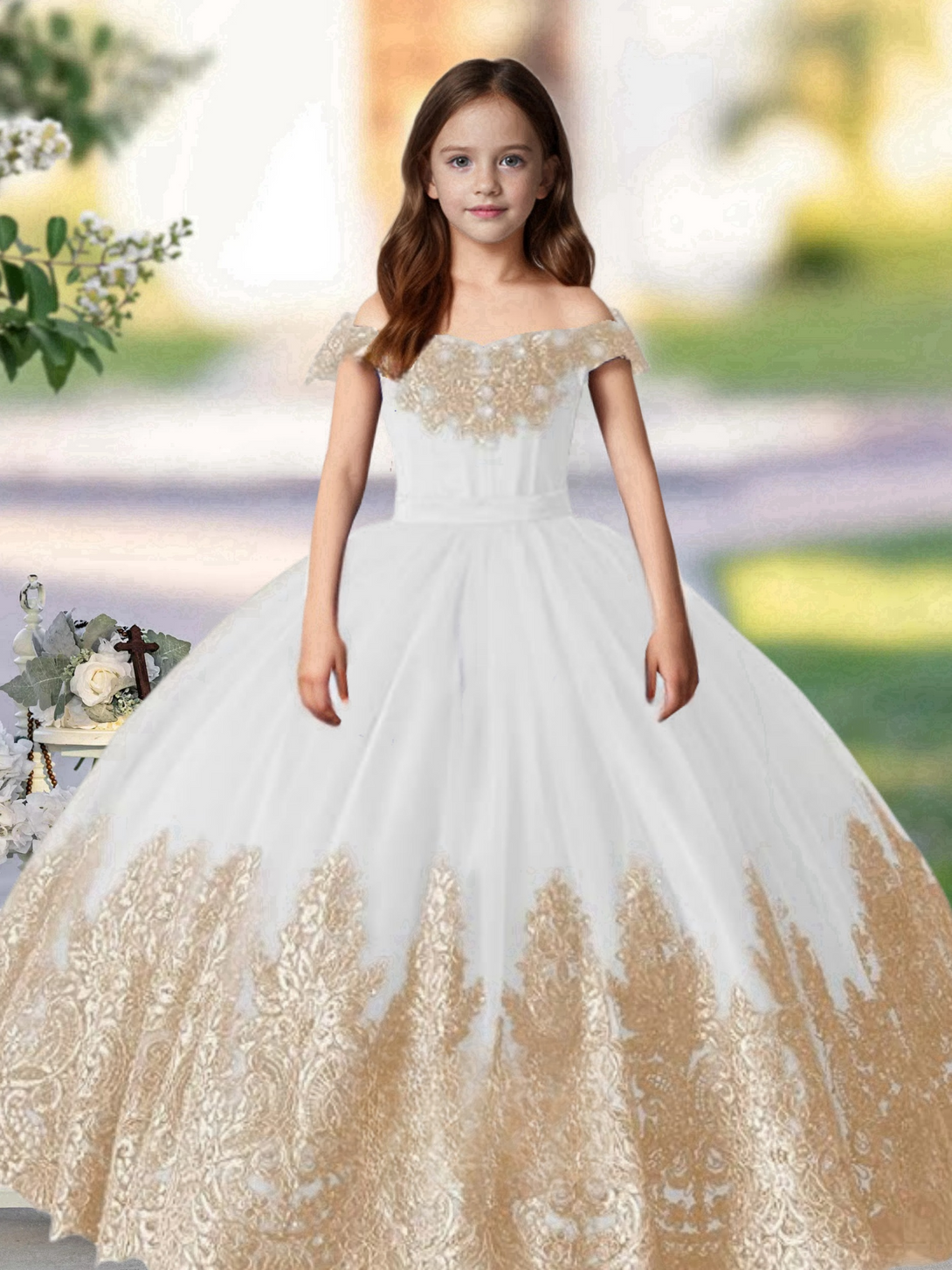Flower Girl Dress Princess Applique Pageant Dresses Kids First Communion Dress Birthday Party Formal Prom Ball Gowns Girls Gidiondress