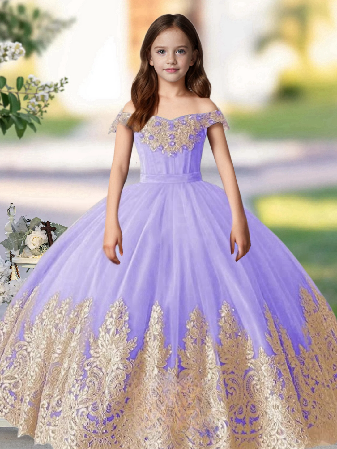 Flower Girl Dress Princess Applique Pageant Dresses Kids First Communion Dress Birthday Party Formal Prom Ball Gowns Girls Gidiondress
