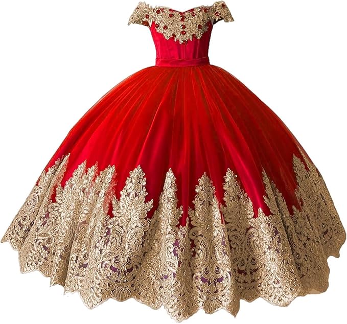 Flower Girl Dress Princess Applique Pageant Dresses Kids First Communion Dress Birthday Party Formal Prom Ball Gowns Girls Gidiondress Red 12M