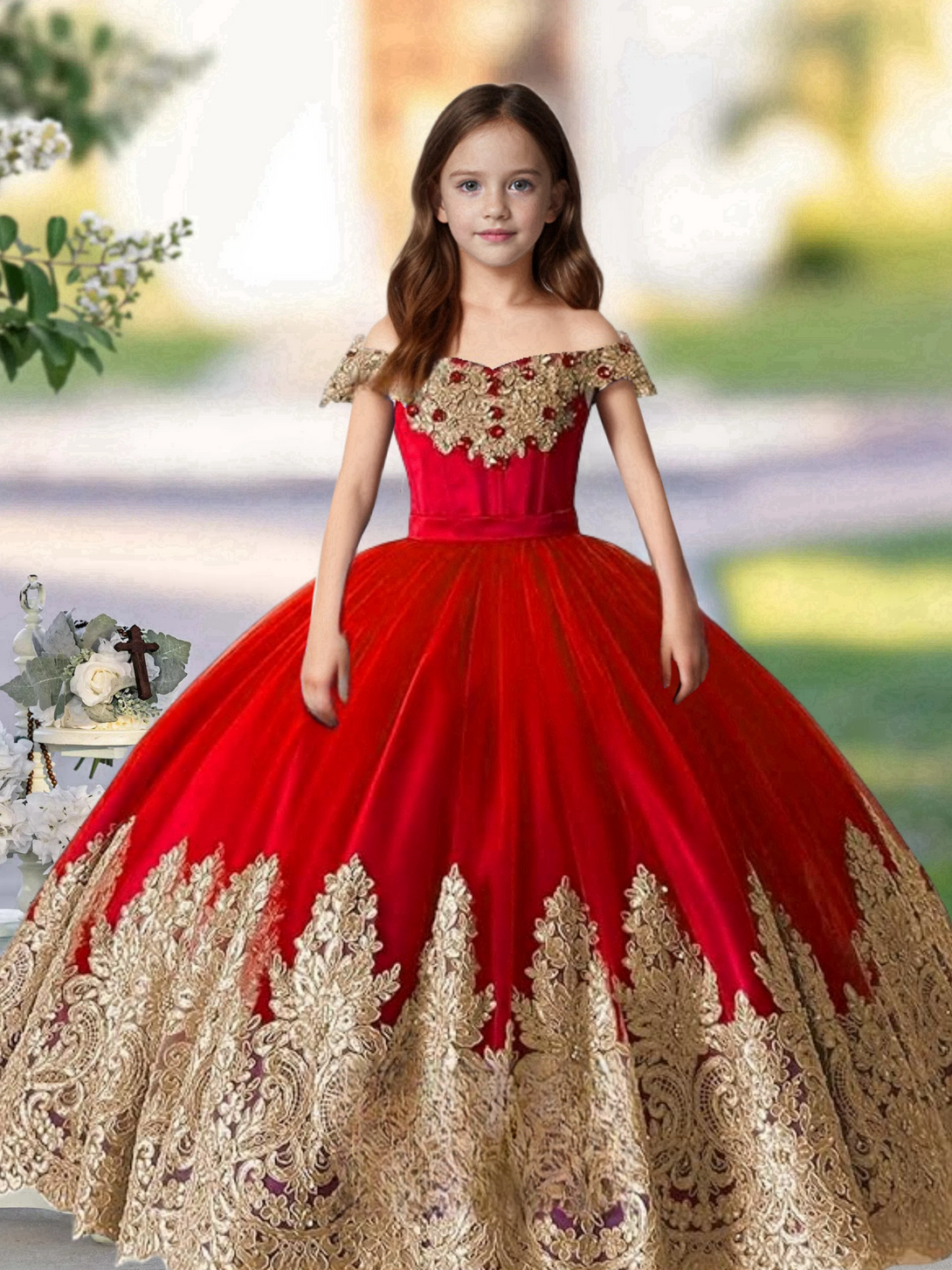 Flower Girl Dress Princess Applique Pageant Dresses Kids First Communion Dress Birthday Party Formal Prom Ball Gowns Girls Gidiondress