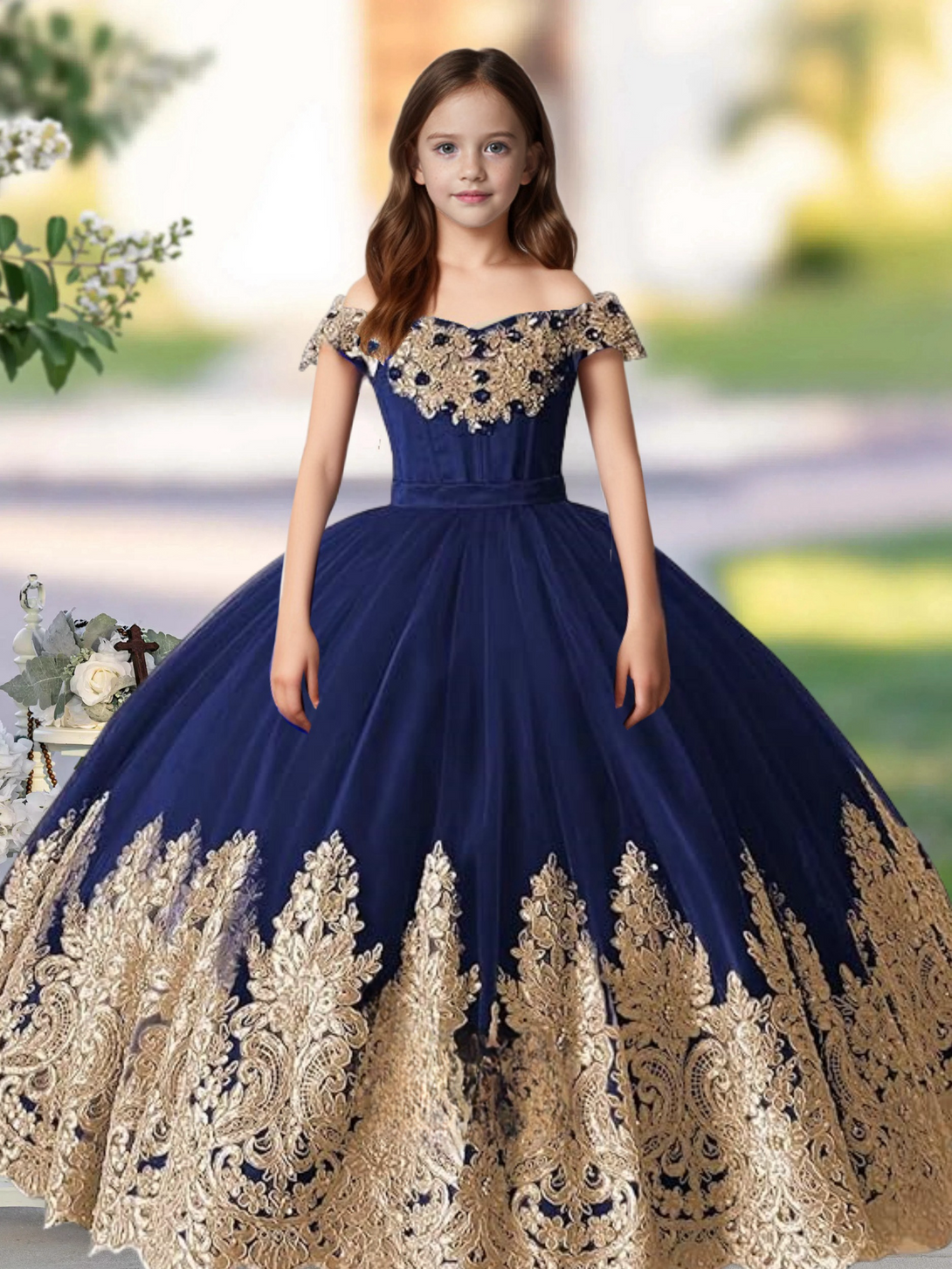 Flower Girl Dress Princess Applique Pageant Dresses Kids First Communion Dress Birthday Party Formal Prom Ball Gowns Girls Gidiondress