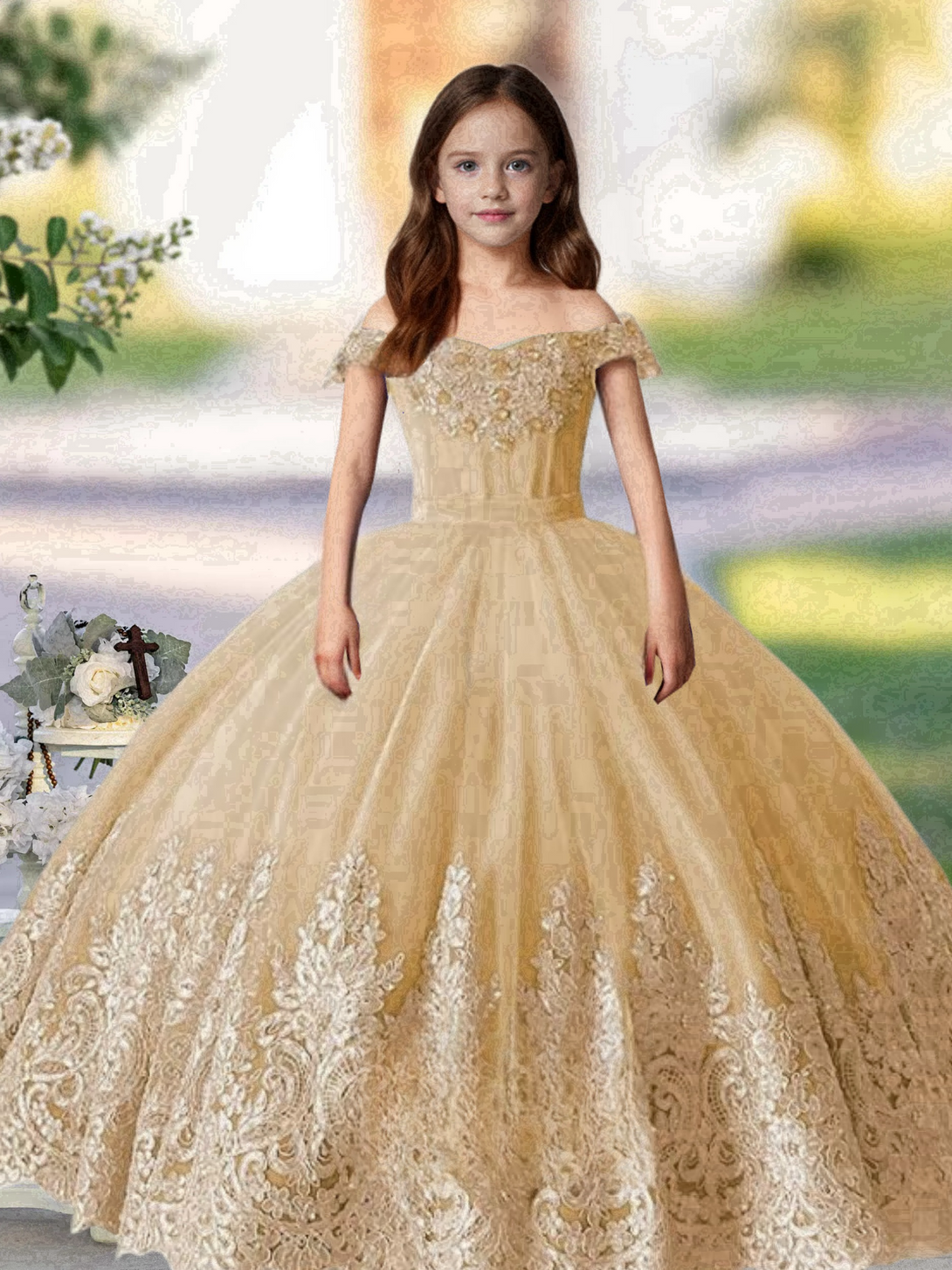 Flower Girl Dress Princess Applique Pageant Dresses Kids First Communion Dress Birthday Party Formal Prom Ball Gowns Girls Gidiondress