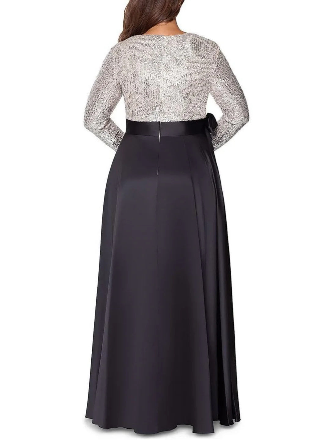 A-Line/Princess V-Neck Long Sleeves Floor-Length Plus Size Mother Of The Bride Dresses With Pocket Sequins BabaMila