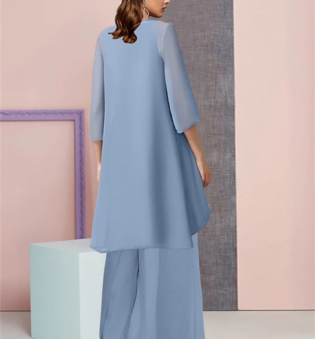 Chiffon Mother Of The Bride Pantsuits With Jacket BabaMila