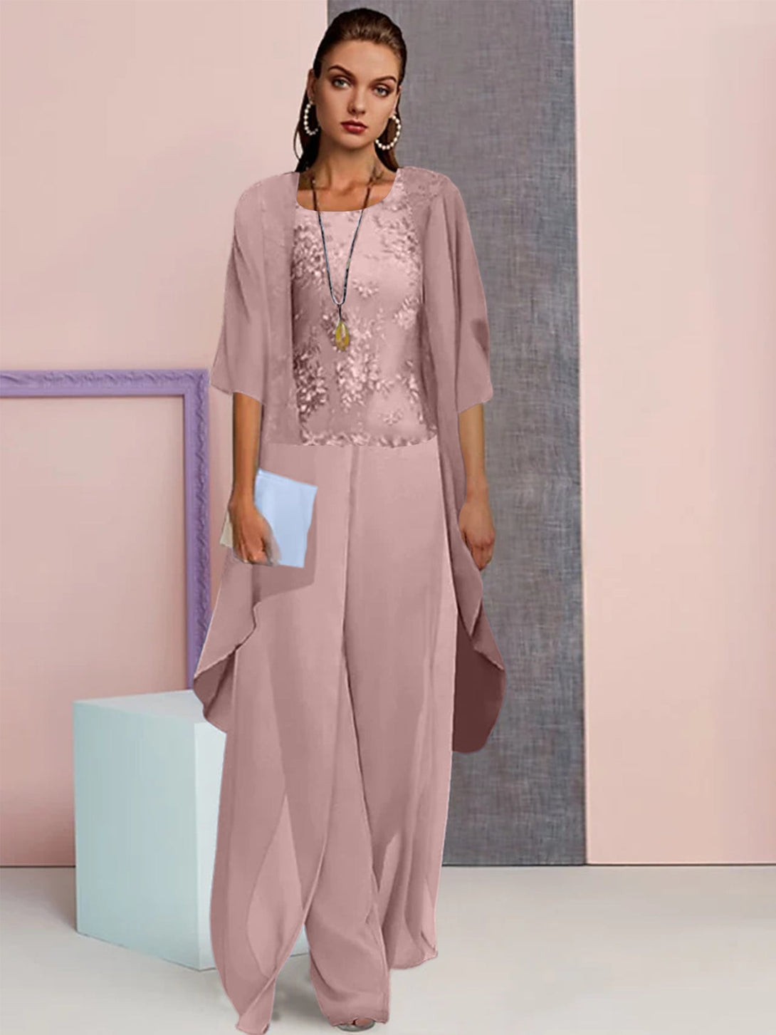 Chiffon Mother Of The Bride Pantsuits With Jacket BabaMila