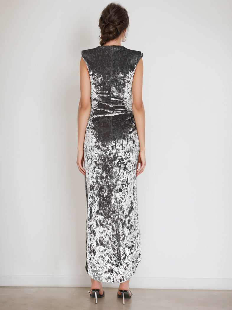 Sheath/Column V-Neck Sleeveless Asymmetrical Mother Of The Bride Dresses With Ruffles BabaMila