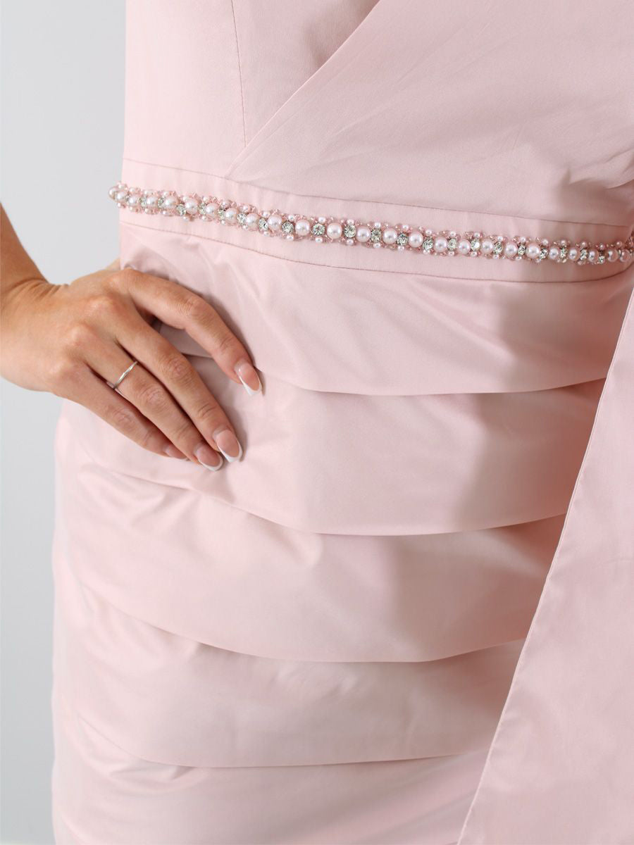 Sheath/Column V-Neck 3/4 Sleeves Mother Of The Bride & Groom Dresses With Pearl & Bow BabaMila