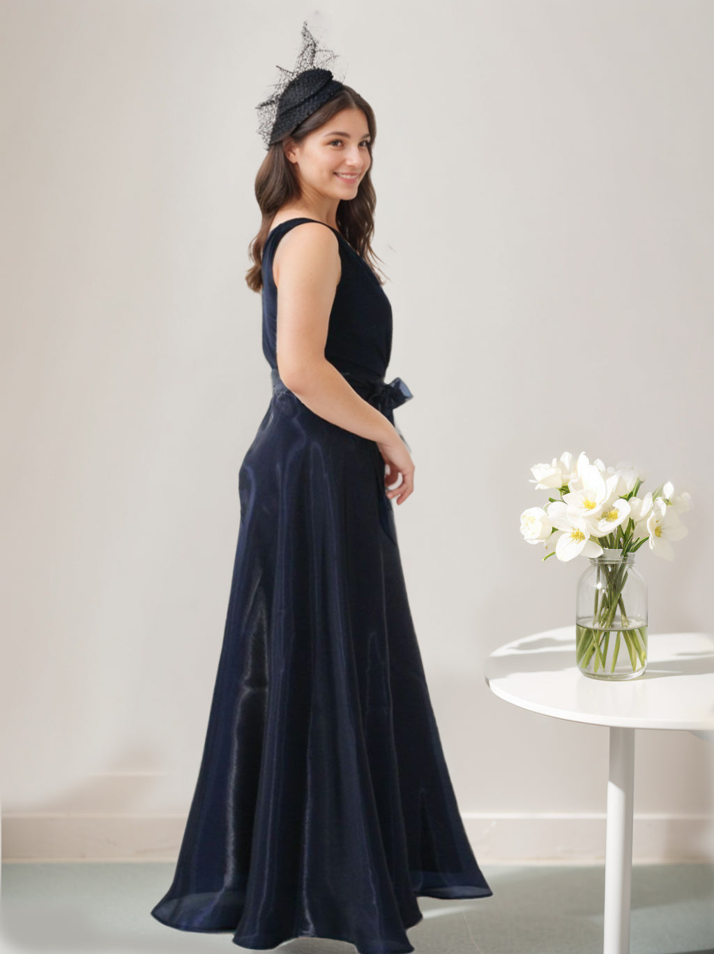 A-Line/Princess V-Neck Sleeveless Floor-Length Plus Size Mother Of The Bride Dresses With Bow BabaMila