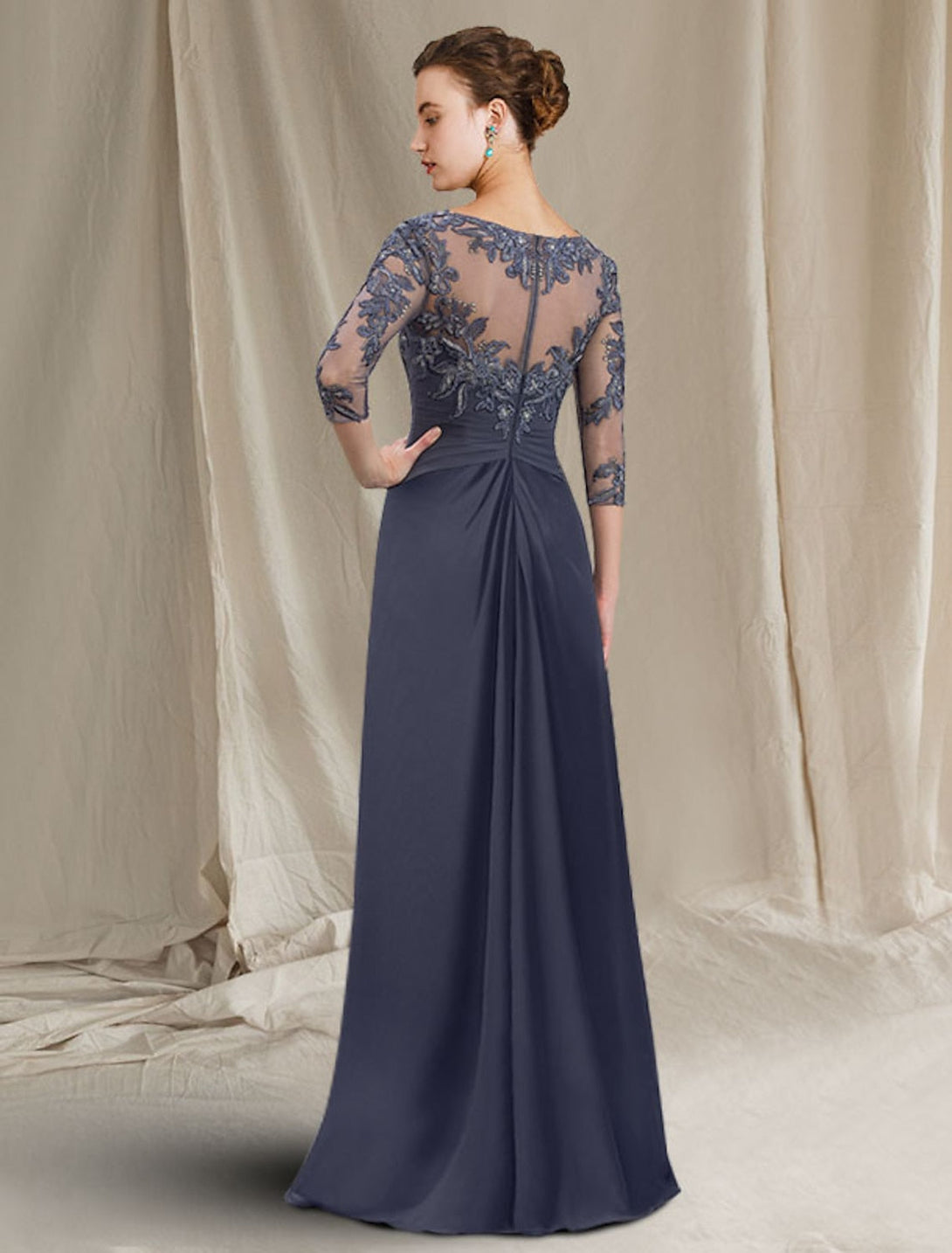 A-Line/Princess Jewel Neck Floor-Length Mother Of The Bride Dresses BabaMila