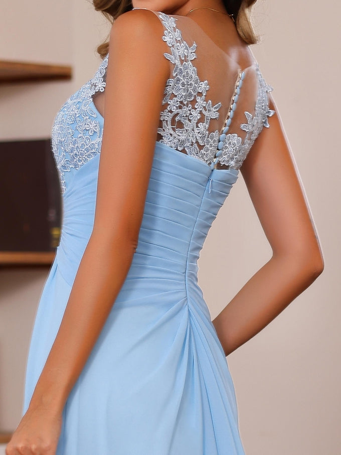 A-Line/Princess V-Neck 2 Pics Floor-Length Plus Size Mother Of The Bride Dresses With Appliques, Ruffles & Wrap BabaMila