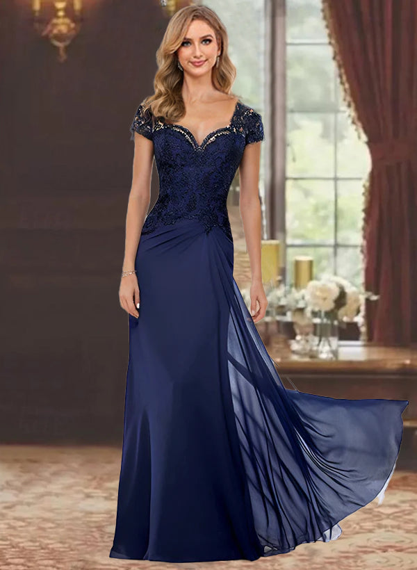 A-Line/Princess One-Shoulder 3/4 Length Sleeves Floor-Length Mother Of The Bride Dresses BabaMila