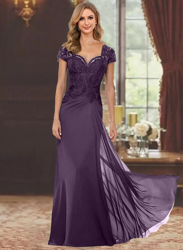 A-Line/Princess One-Shoulder 3/4 Length Sleeves Floor-Length Mother Of The Bride Dresses BabaMila