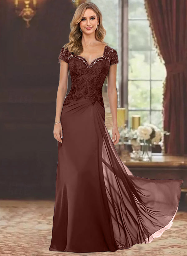 A-Line/Princess One-Shoulder 3/4 Length Sleeves Floor-Length Mother Of The Bride Dresses BabaMila