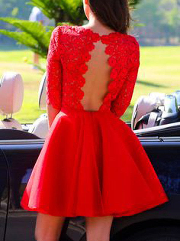 classy prom dresses,Red A-line Bateau Short Mini Chiffon Homecoming Dress Short Prom Dresses Homecoming Dress BabaMila