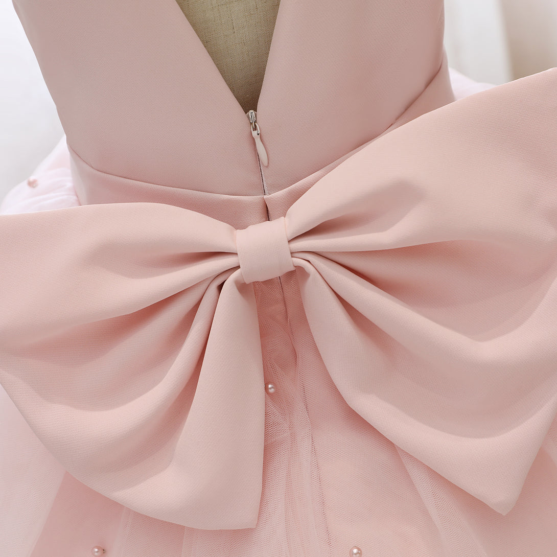 Scoop Neck Flutter Straps Knee-Length Satin/Tulle Holiday＆Christmas Dresses With Bow/Belt/Beads Girls Gidiondress