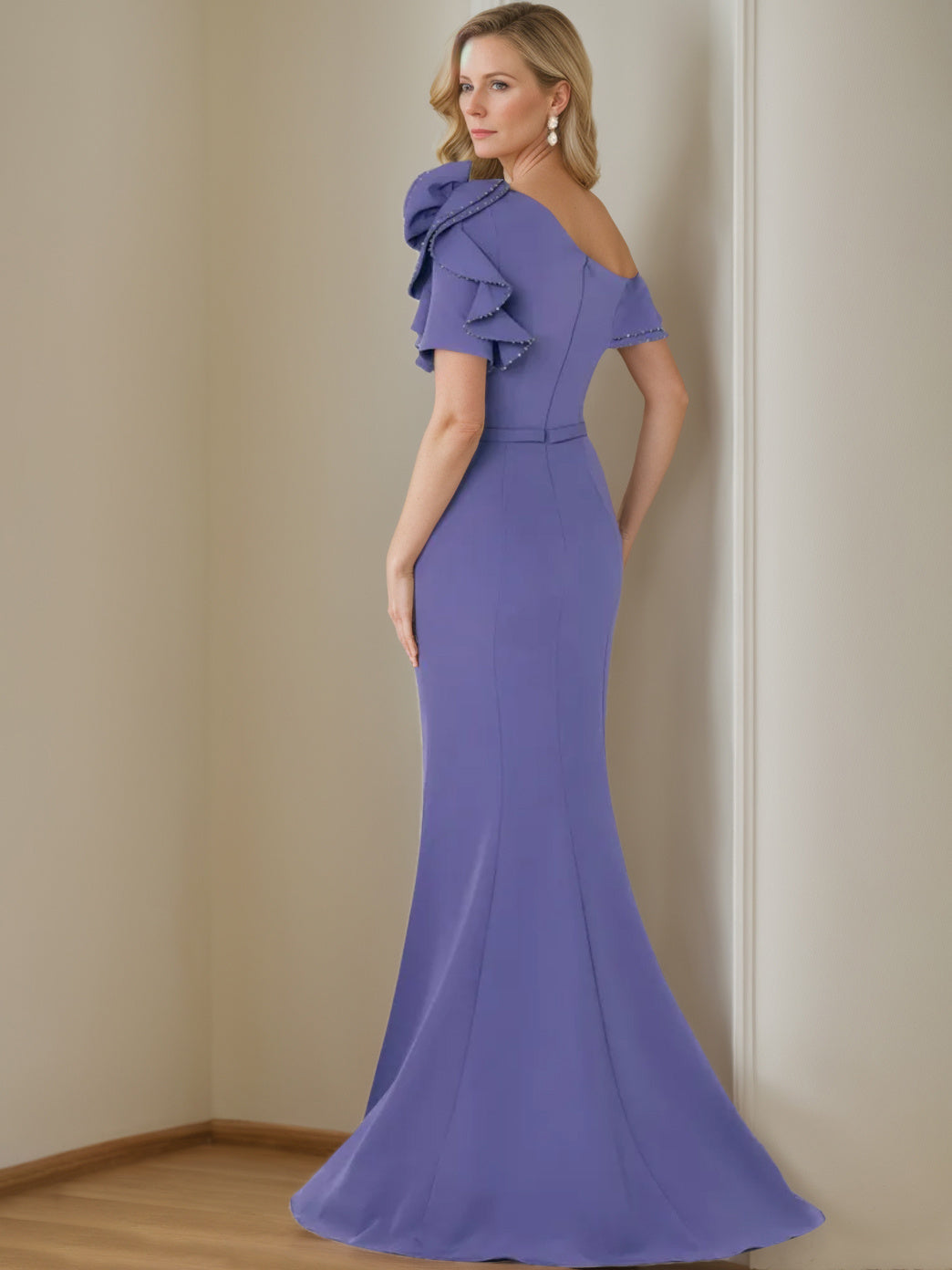 Mermaid/Trumpet One Shoulder Floor-Length Mother Of The Bride Dresses With Pure Color BabaMila