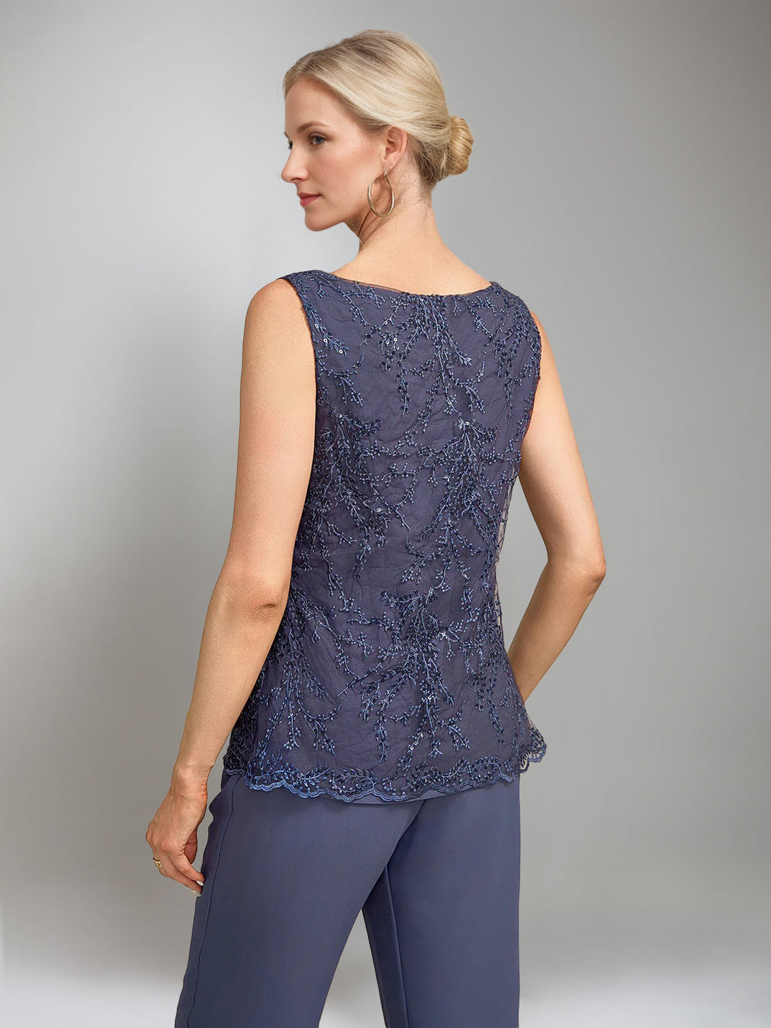 3 Pieces Scoop Sleeveless Floor-Length Mother Of The Bride Pantsuits With Jacket BabaMila