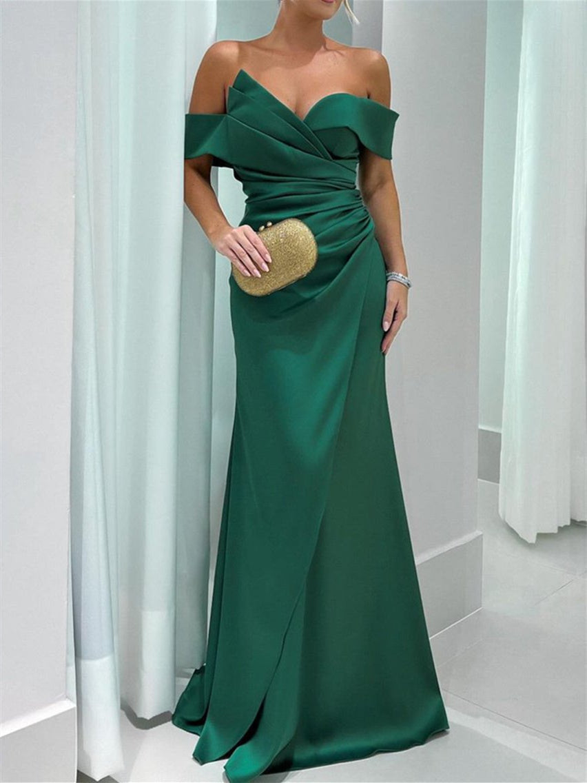 A-Line/Princess One-Shoulder 3/4 Length Sleeves Floor-Length Mother Of The Bride Dresses BabaMila