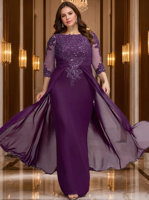 A-Line/Princess Jewel Neck Floor-Length Mother Of The Bride Dresses BabaMila