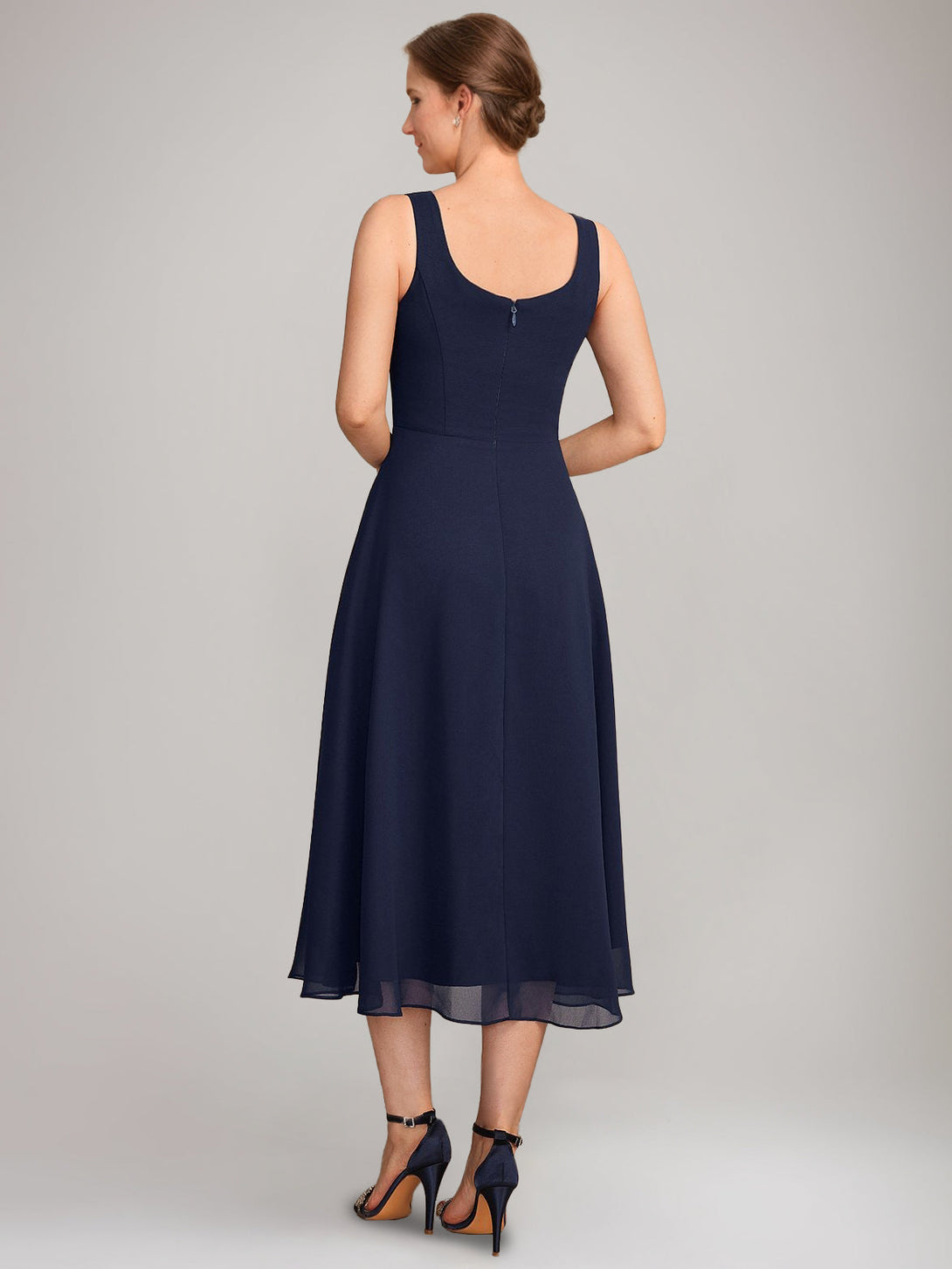 A-Line/Princess Square Neck Sleeveless Tea-Length Mother Of The Bride Dresses With Long Jacket BabaMila