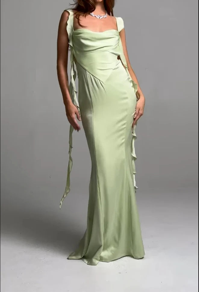 Sheath/Column Strapless Sleeveless Floor-Length Long Evening Dresses With Sash BabaMila