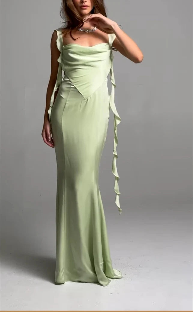 Sheath/Column Strapless Sleeveless Floor-Length Long Evening Dresses With Sash BabaMila