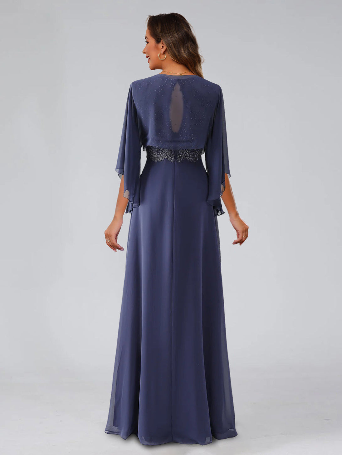 A-Line/Princess Scoop Sleeveless Floor-Length Pleated Mother Of The Bride Dresses With Lace Appliques & Rhinestones & Shawl BabaMila