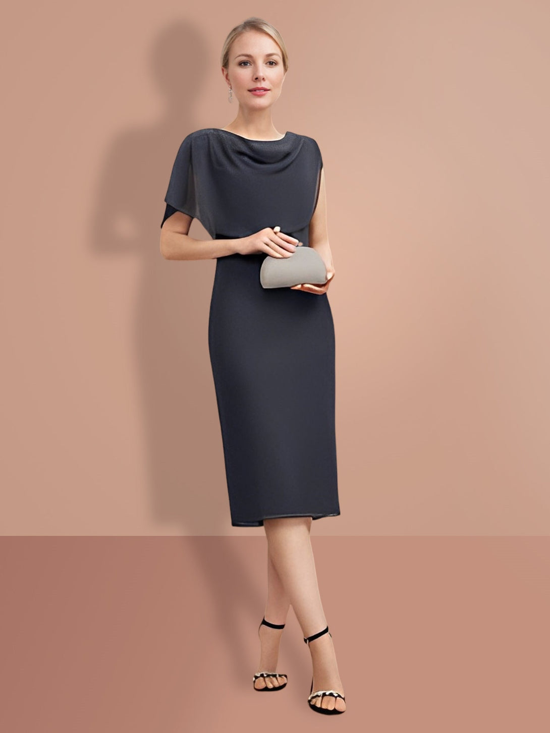 Sheath/Column Knee-Length Short Sleeves Mother Of The Bride Dresses BabaMila