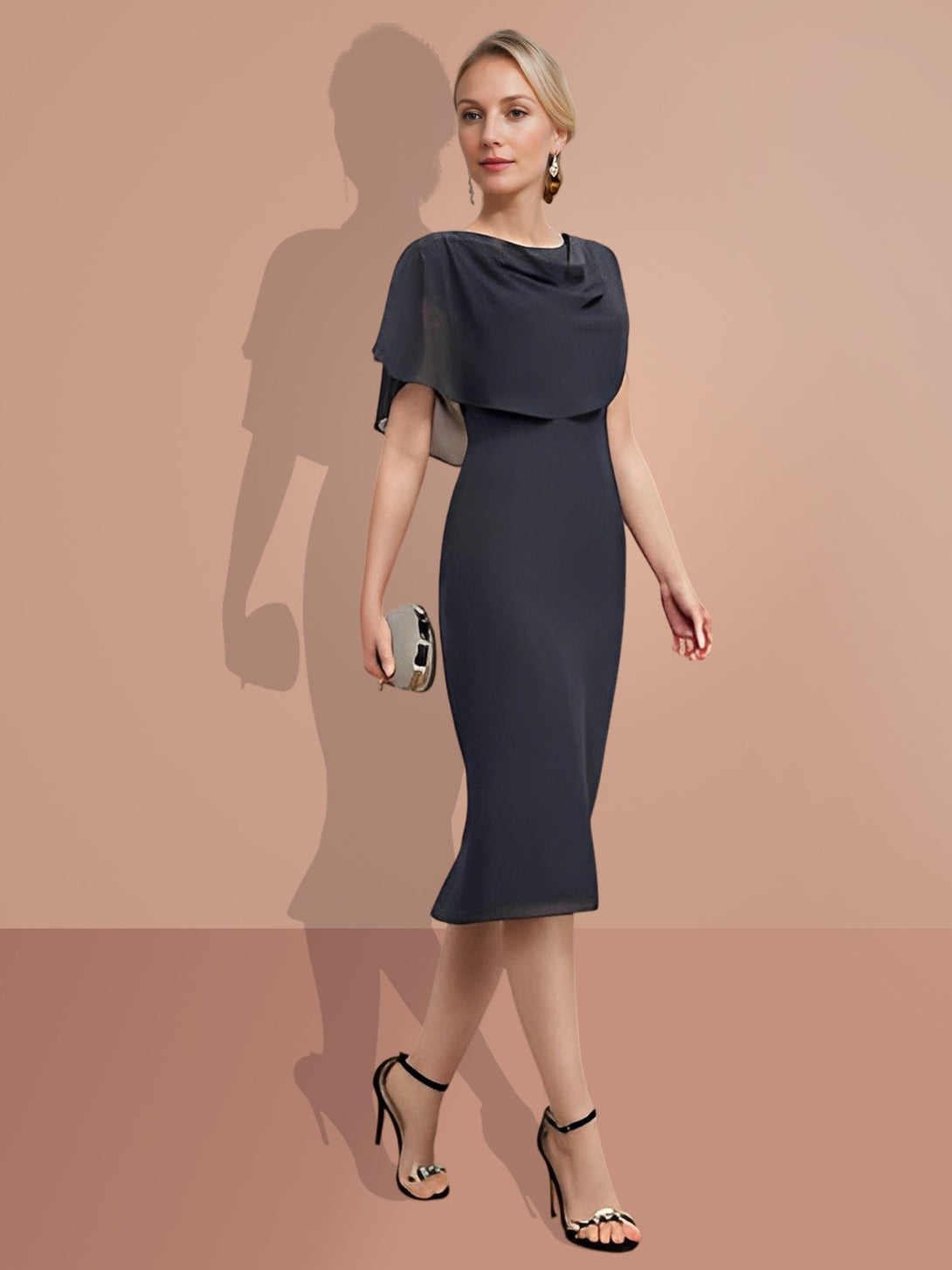 Sheath/Column Knee-Length Short Sleeves Mother Of The Bride Dresses BabaMila
