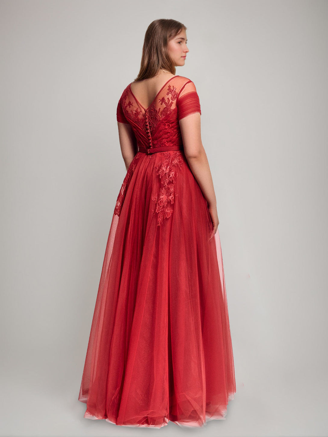 A-Line/Princess Sheer Neck Plus Size Floor-Length Mother Of The Bride Dresses With Appliques BabaMila