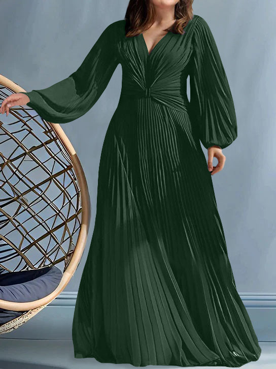 A-Line/Princess V-Neck Plus Size Mother Of The Bride Dresses With Ruched BabaMila